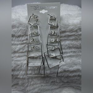 Silver Square Hoop Earrings Set - NEW, NEVER WORN